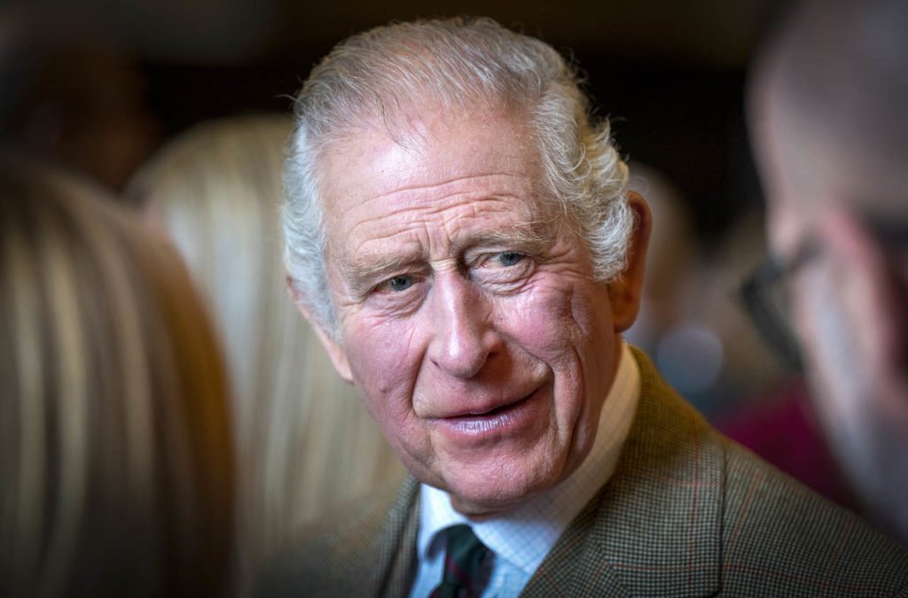Rei Charles III posa para foto dentro do palácio, usando terno e gravata - Metrópoles