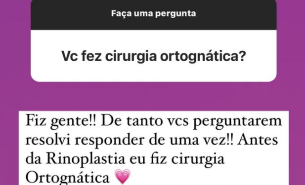 Rafa Justus revela ter feito outra cirurgia antes de rinoplastia: "Resolvi responder de uma vez"