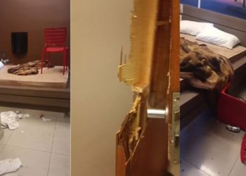 Takes de quarto destruído após briga de casal em MG