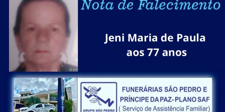 Jeni Maria de Paula aos 77 anos