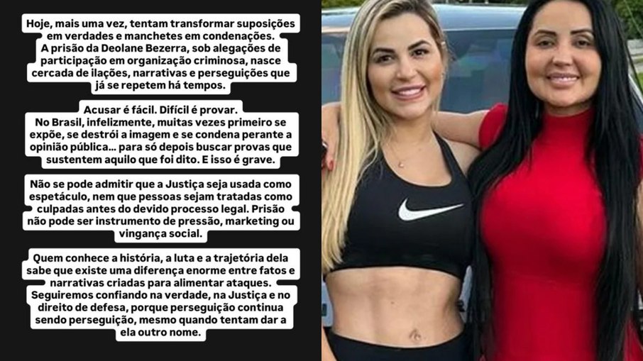 Daniele Bezerra se pronunciou após sua irmã, Deolane, ser presa