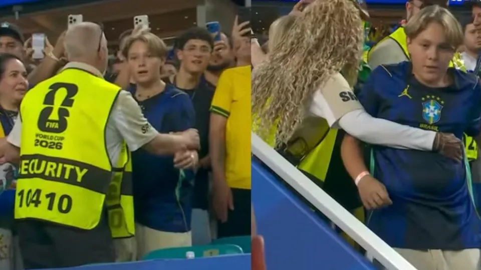 Filho de Neymar é barrado por seguranças após vitória do Brasil