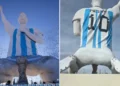 Estátua de Messi vira alvo de piadas na internet por formato esquisito