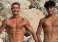 Ronaldo posa sem camisa com Cristianinho e faz provocação ao filho