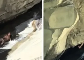 Mulher perde controle em toboágua natural e se choca contra pedras nos EUA
