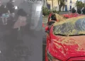 Mulher se desespera ao ver família atingida por árvore