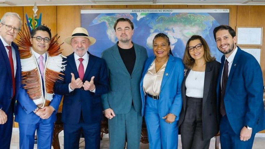 DiCaprio ao lado de Lula e Janja