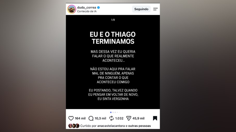 Ana Castela curte publicação de Duda Corrêa.