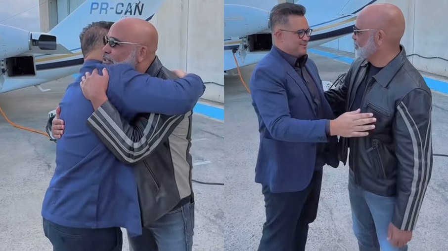 Bruno Avelar e Rick apareceram juntos antes de helicóptero decolar Bruno Avelar e Rick apareceram juntos antes de helicóptero decolar