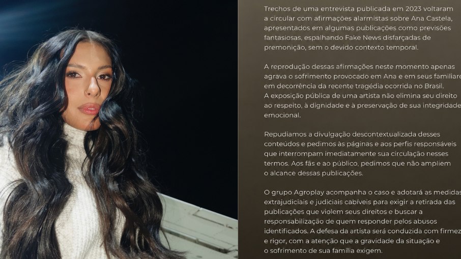 Equipe de Ana Castela emite nota de repúdio após previsões de vidente.
