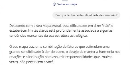 Resposta do Pergunte ao seu Mapa Astral para a pergunta sobre dificuldade de dizer não