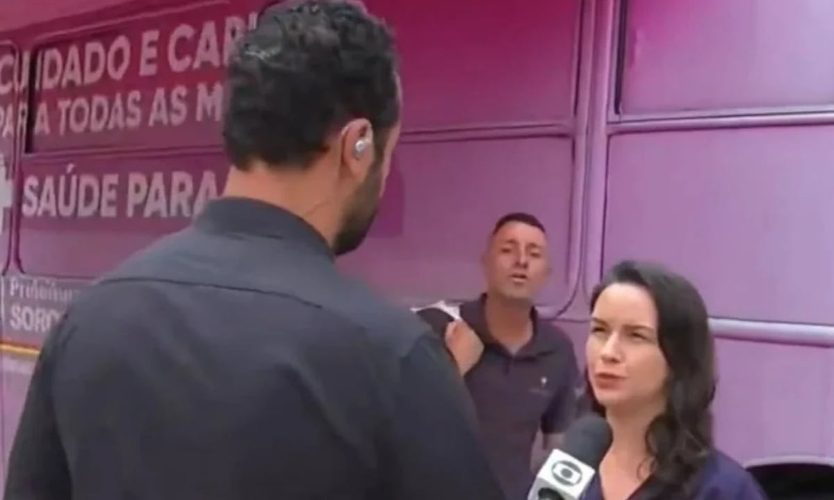Homem invade transmissão da TV Globo . Foto: Reprodução/X