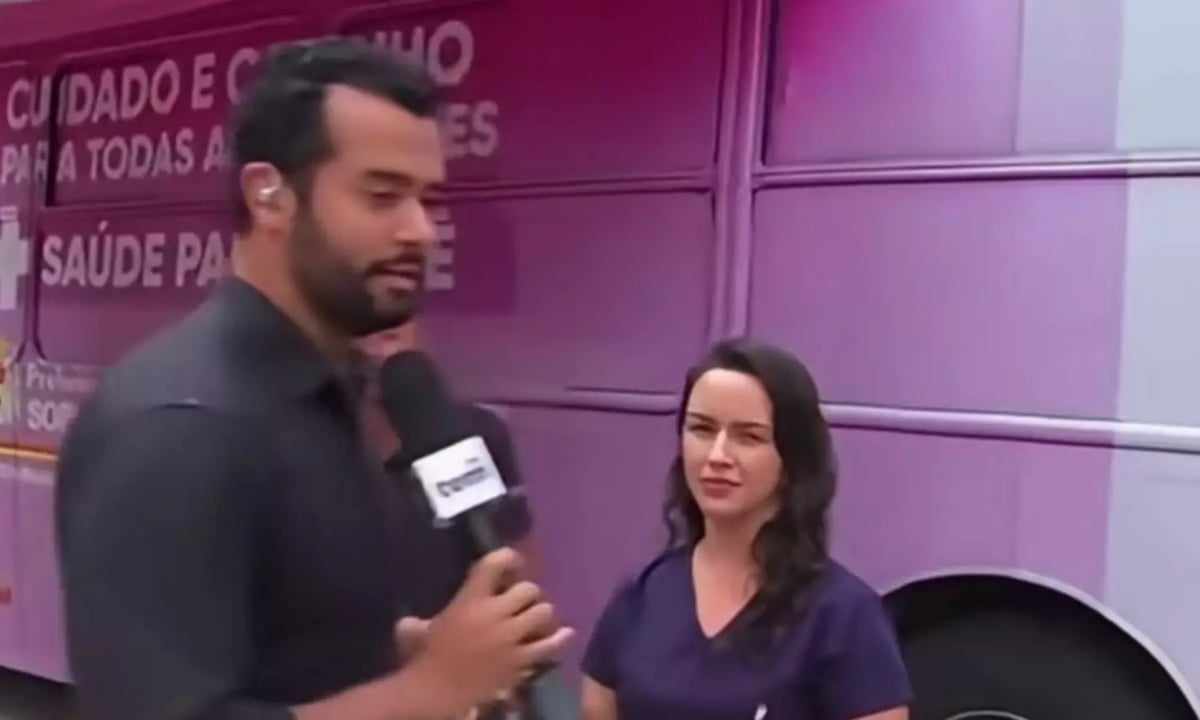 Homem invade transmissão da TV Globo . Foto: Reprodução/X